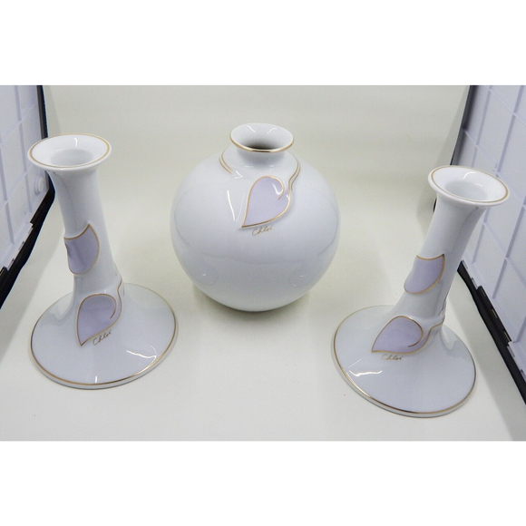 Chloe Paris Decor Opera Porcelain Candlestick Holders and Vase Set Germany - Picture 1 of 11